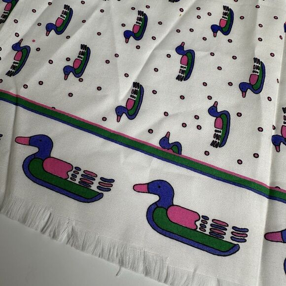 80s Vtg Sidneys Sitting Duck 32" Scarf Hong Kong Novelty Bird Print Mod Pop Art - Picture 10 of 16